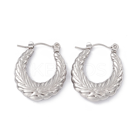 Non-Tarnish 304 Stainless Steel Wheat Ring Thick Hoop Earrings for Women LS-EJEW-B018-08P-1