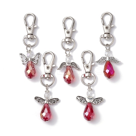 Angel Glass and Alloy Wings Pendant Decorations HJEW-JM01356-01S-1