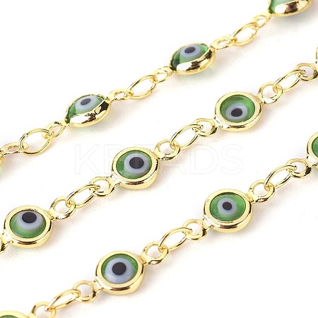 3.28 Feet Handmade Evil Eye Lampwork Link Chains X-CHC-F009-01A-G04-1