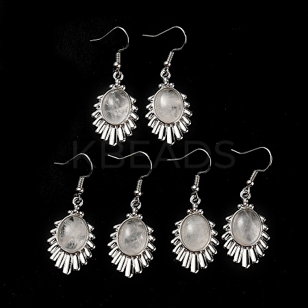 Natural Quartz Crystal Teardrop Dangle Earrings EJEW-K246-01P-03-1