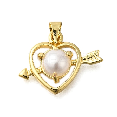 Heart with Arrow Rack Plating Brass Pendants KK-M079-23G-1