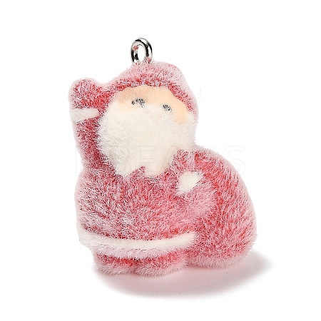 Christmas Flocky Opaque Resin Pendants RESI-C064-01A-1