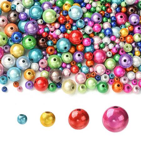 350Pcs 4 Styles Laser Opaque Acrylic Beads OACR-CJ0002-22-1