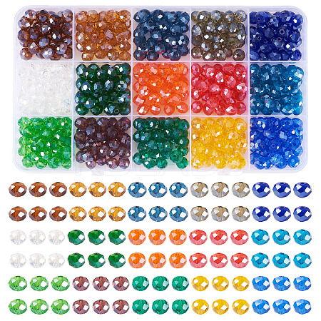 450Pcs 15 Colors Electroplate Glass Beads EGLA-TA0001-93-1