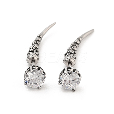 Rose Flower 316 Surgical Stainless Steel Pave Cubic Zirconia Ear False Plugs for Women EJEW-Z050-45A-AS-1