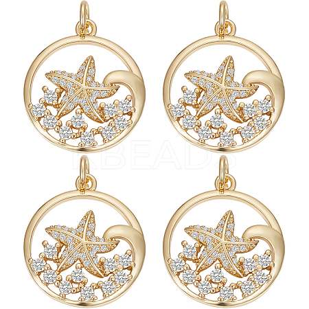 6PCS Brass Micro Pave Cubic Zirconia Pendants KK-BBC0011-86-1