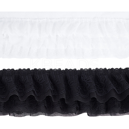 4M 2 Colors 3-Layer Pleated Chiffon Flower Lace Trim OCOR-GF0002-35-1