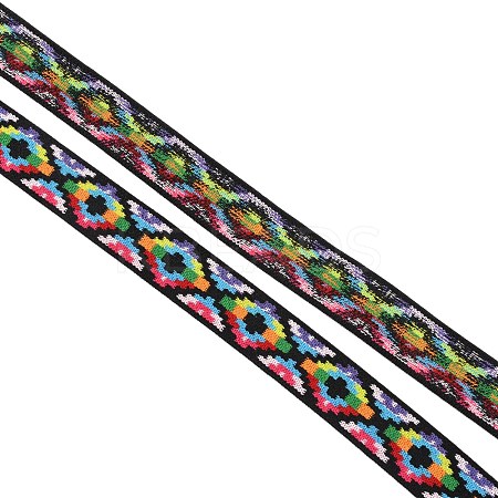 Ethnic Style Embroidery Flat Polyester Elastic Cord/Band OCOR-WH0066-53-1