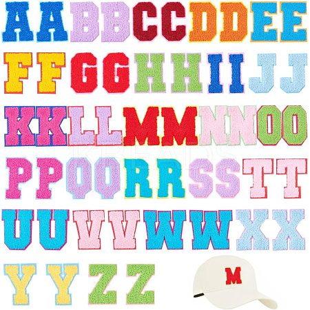 Alphabet Towel Embroidery Style Cloth Iron on/Sew on Patches DIY-WH0308-183-1