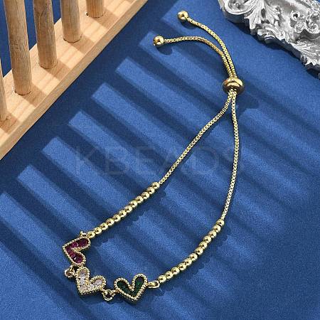 Brass Micro Pave Cubic Zirconia Slider Bracelets BJEW-S163-01B-G-1
