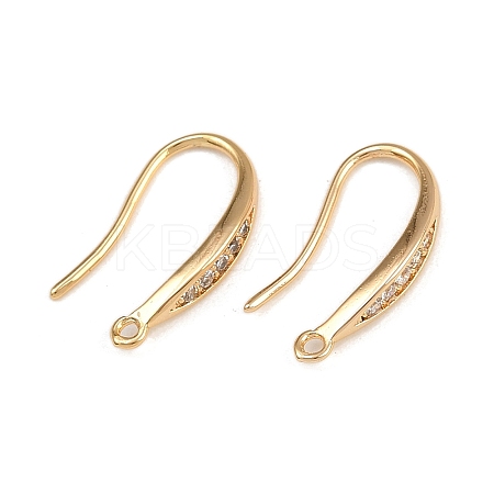 Brass Micro Pave Clear Cubic Zirconia Earring Hooks X-KK-F910-24G-1