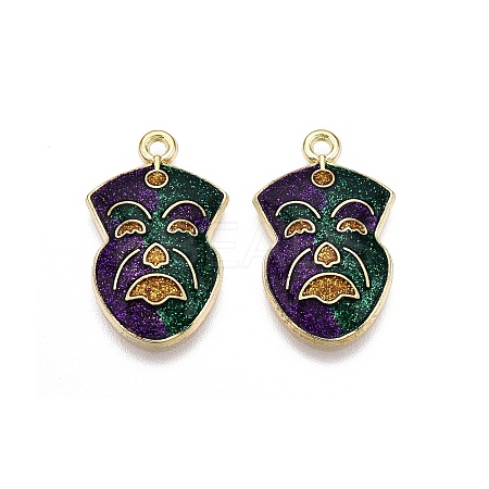 Carnival/Mardi Gras Theme Alloy Enamel & Glitter Powder Pendants ENAM-T020-53F-RS-1