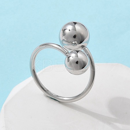 304 Stainless Steel Round Cuff Rings for Women RJEW-A063-01E-P-1