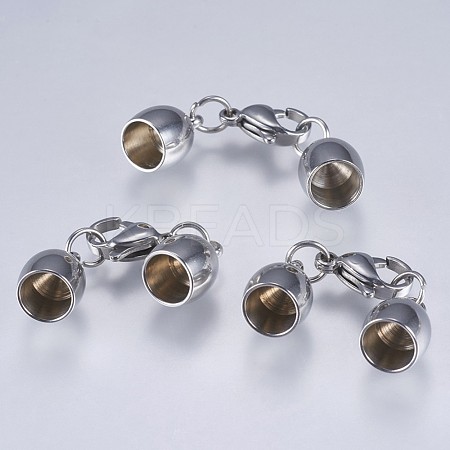 Tarnish Resistant 201 Stainless Steel Cord Ends STAS-F145-03P-11x8mm-1