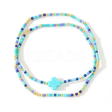 2Pcs Bohemian Glass Seed Beaded Stretch Bracelet Sets XM0961-4-1