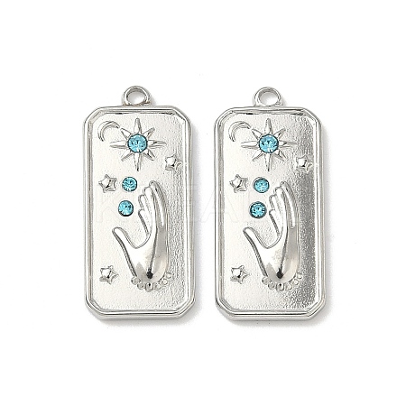 304 Stainless Steel Rhinestone Pendants STAS-L308-02B-P-1