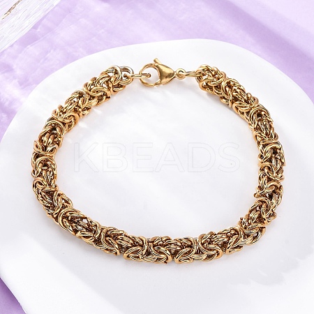 201 Stainless Steel Byzantine Chain Bracelets BJEW-B078-152G-1