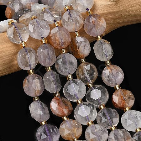 Natural Purple Phantom Quartz Purple Lodolite Quartz Beads Strands G-C116-A184-01-1