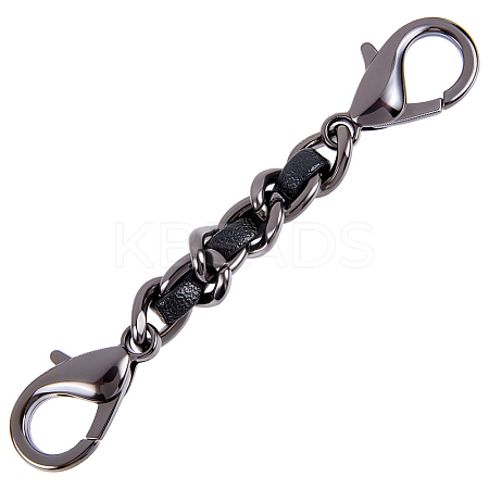 1Pc Black PU Leather Alloy Crub Chain Purse Strap Extenders for Purse Making PURS-CL0001-10C-1