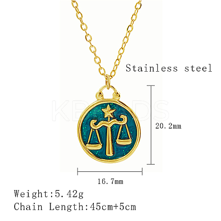 304 Stainless Steel Enamel Constellation Pendant Necklaces DJ0261-3-1-1