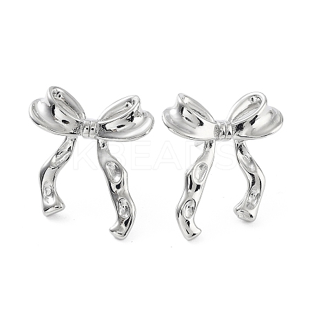 Bowknot Rack Plating Brass Studs Earrings for Women KK-Z038-11P-1