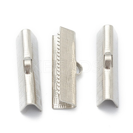 Non-Tarnish 304 Stainless Steel Ribbon Crimp Ends STAS-H158-B01-P-1