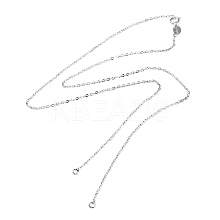Rhodium Plated 925 Sterling Silver Cable Chains Necklace Makings STER-B001-03P-B-1