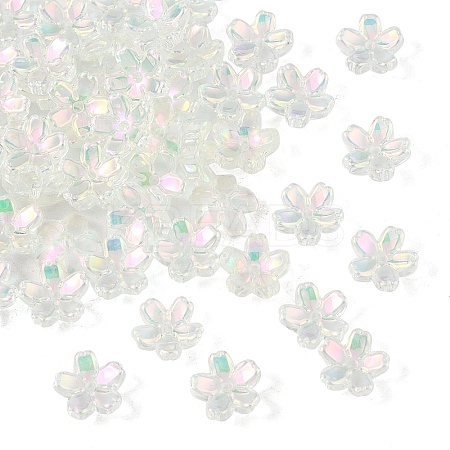 50Pcs Transparent Electroplate Glass Bead Caps EGLA-YW0007-17E-1