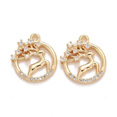Rack Plating Brass Micro Pave Clear Cubic Zirconia Charms KK-E267-09LG-1