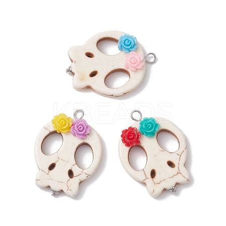 Halloween Dyed Synthetic Turquoise Pendants PALLOY-JF02779-1