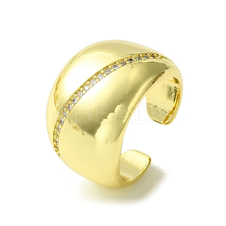 Brass Micro Pave Cubic Zirconia Open Cuff Ring RJEW-K256-18G-1