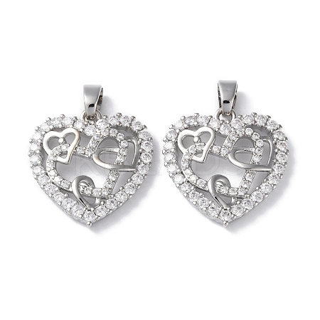 Rack Plating Brass Micro Pave Cubic Zirconia Pendants KK-K340-04P-1