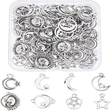 96Pcs 8 Style Tibetan Style Alloy Pendants TIBE-FH0001-15-1