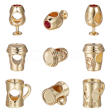 9Pcs 3 Style Rack Plating Brass European Beads KK-BBC0009-15-1