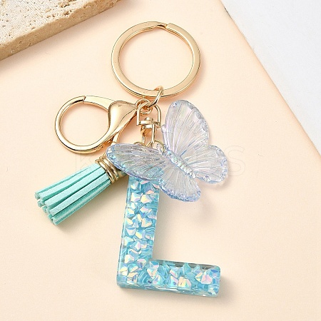 Resin & Acrylic & Faux Suede Tassel Keychain KEYC-YW00117-12-1