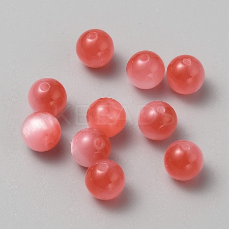 10Pcs Imitation Cat Eye Resin Beads FIND-WH0162-15-1