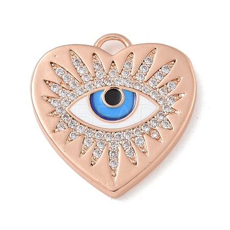 Rack Plating Brass Micro Pave Cubic Zirconia with Enamel Pendants KK-G515-58KCG-1