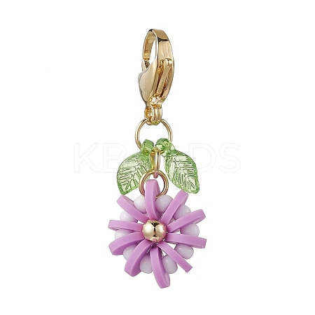 Flower Polymer Clay & Glass Pendants Decorations HJEW-MZ00327-06-1
