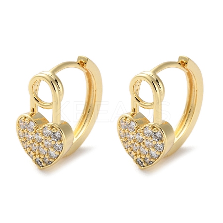 Brass Micro Pave Clear Cubic Zirconia Hoop Earrings EJEW-C121-10G-1