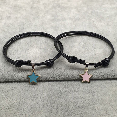 2Pcs Alloy Enamel Star Charm Couple Bracelets FS-WG0DE5C-02-1