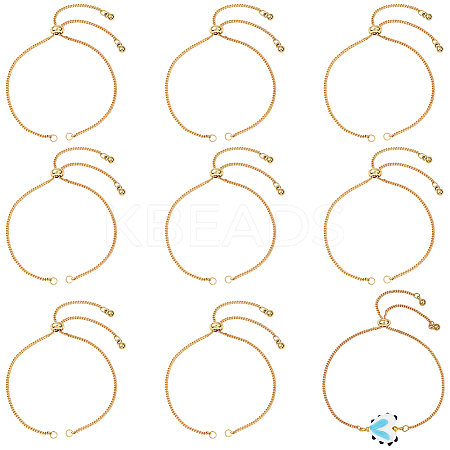 10Pcs Brass Curb Chain Slider Bracelet Makings AJEW-BBC0002-53G-1