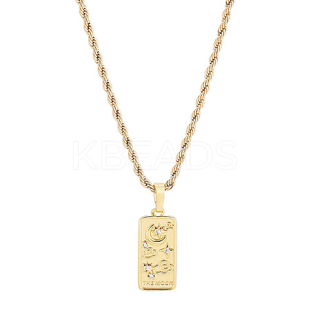 1Pc Brass with Cubic Zirconia Pendants Necklaces NJEW-LP0001-46B-G-1