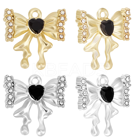 12Pcs 2 Colors Alloy Micro Pave Cubic Zirconia Charms FIND-BBC0003-42-1