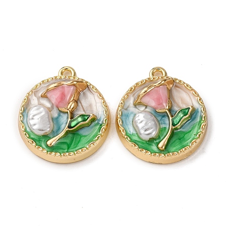 Alloy Enamel Flower Pendants ENAM-B028-41KCG-03-1