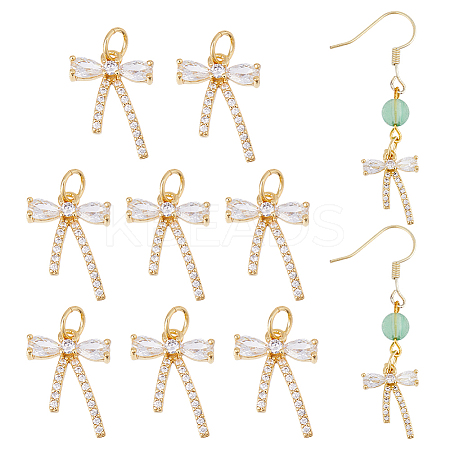 10Pcs Rack Plating Brass Micro Pave Clear Cubic Zirconia Pendants KK-DC0004-35-1
