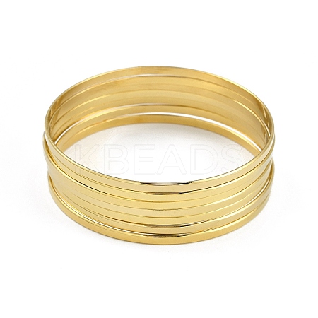 7Pcs Flat Vacuum Plating PVD Vacuum Plating 201 Stainless Steel Bangles Sets for Women BJEW-F476-07G-02-1