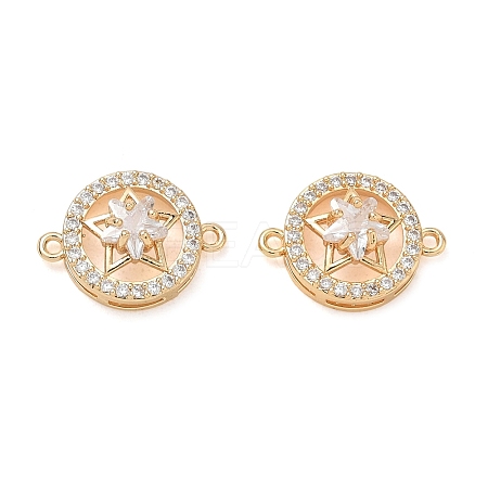 Brass Micro Pave Clear Cubic Zirconia Connector Charms CU-CBA3F77-09G-1
