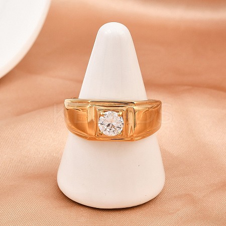 304 Stainless Steel Micro Pave Cubic Zirconia Finger Rings RJEW-D336-08G-1