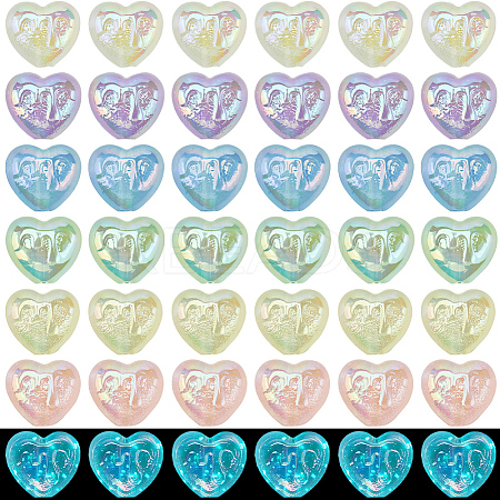 60Pcs 6 Colors Luminous Acrylic Beads SACR-SC0001-36-1