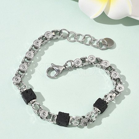 Natural Lava Rock Link Chain Bracelets for Women BJEW-Z148-06P-04-1